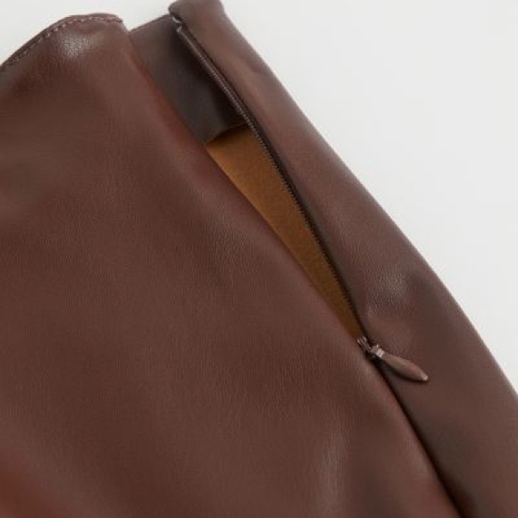 NWT H&M Crossover Faux Leather Brown Skirt - Picture 5 of 7